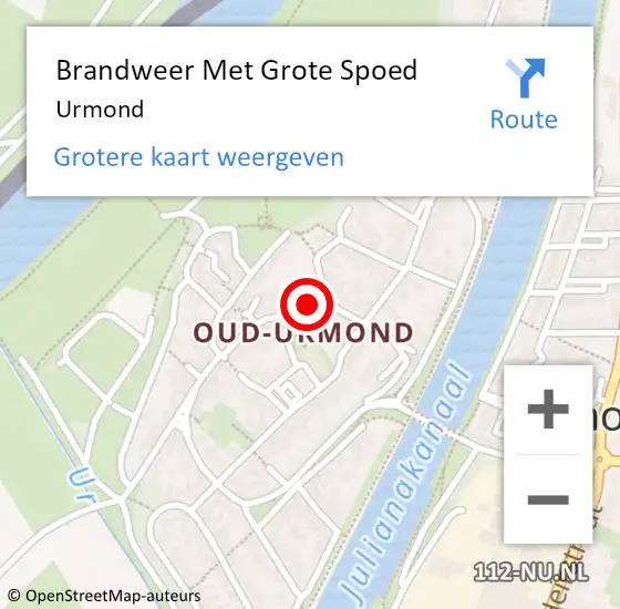 Locatie op kaart van de 112 melding: Brandweer Met Grote Spoed Naar Urmond op 25 augustus 2022 23:23