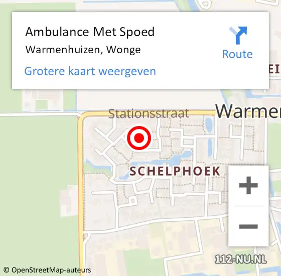 Locatie op kaart van de 112 melding: Ambulance Met Spoed Naar Warmenhuizen, Wonge op 26 augustus 2022 00:07