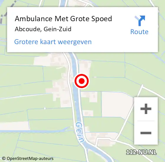 Locatie op kaart van de 112 melding: Ambulance Met Grote Spoed Naar Abcoude, Gein-Zuid op 26 augustus 2022 00:09