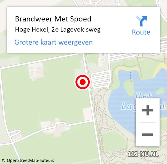 Locatie op kaart van de 112 melding: Brandweer Met Spoed Naar Hoge Hexel, 2e Lageveldsweg op 26 augustus 2022 00:29