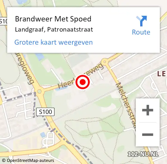 Locatie op kaart van de 112 melding: Brandweer Met Spoed Naar Landgraaf, Patronaatstraat op 26 augustus 2022 00:53