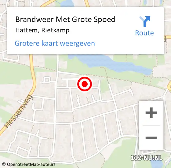 Locatie op kaart van de 112 melding: Brandweer Met Grote Spoed Naar Hattem, Rietkamp op 26 augustus 2022 01:03