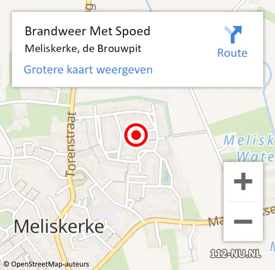 Locatie op kaart van de 112 melding: Brandweer Met Spoed Naar Meliskerke, de Brouwpit op 26 augustus 2022 01:56