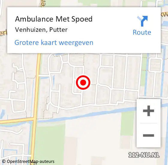 Locatie op kaart van de 112 melding: Ambulance Met Spoed Naar Venhuizen, Putter op 26 augustus 2022 02:29