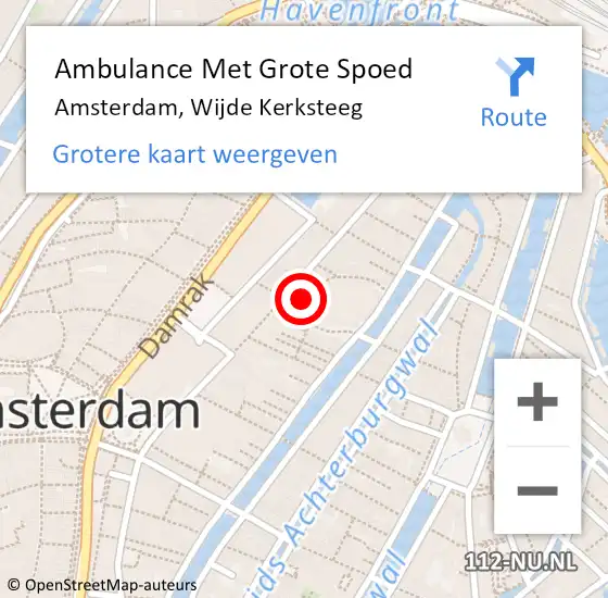 Locatie op kaart van de 112 melding: Ambulance Met Grote Spoed Naar Amsterdam, Wijde Kerksteeg op 26 augustus 2022 02:40