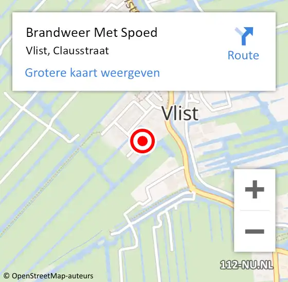Locatie op kaart van de 112 melding: Brandweer Met Spoed Naar Vlist, Clausstraat op 27 juli 2014 17:11