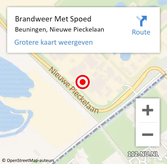 Locatie op kaart van de 112 melding: Brandweer Met Spoed Naar Beuningen, Nieuwe Pieckelaan op 26 augustus 2022 03:37