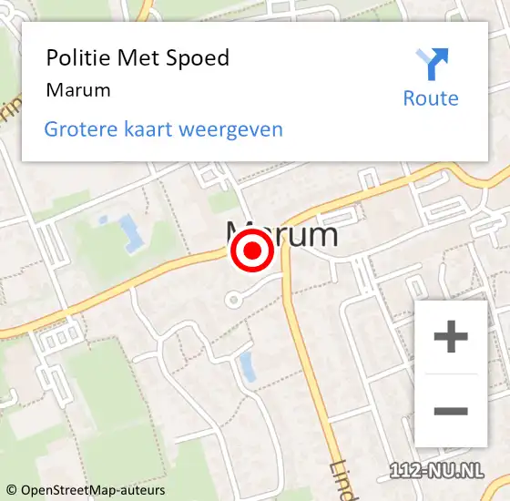 Locatie op kaart van de 112 melding: Politie Met Spoed Naar Marum op 26 augustus 2022 03:44