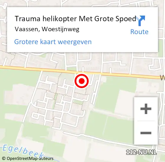 Locatie op kaart van de 112 melding: Trauma helikopter Met Grote Spoed Naar Vaassen, Woestijnweg op 26 augustus 2022 04:21