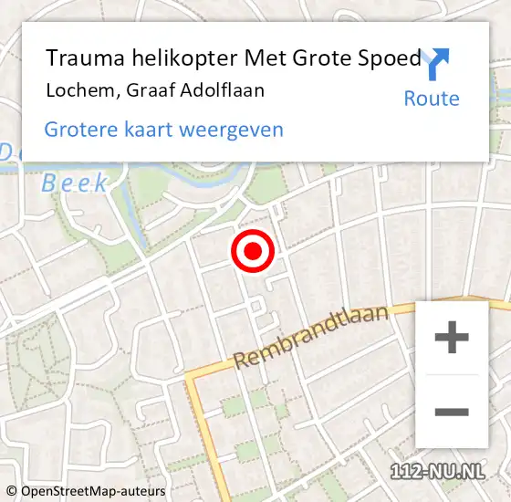 Locatie op kaart van de 112 melding: Trauma helikopter Met Grote Spoed Naar Lochem, Graaf Adolflaan op 26 augustus 2022 04:35