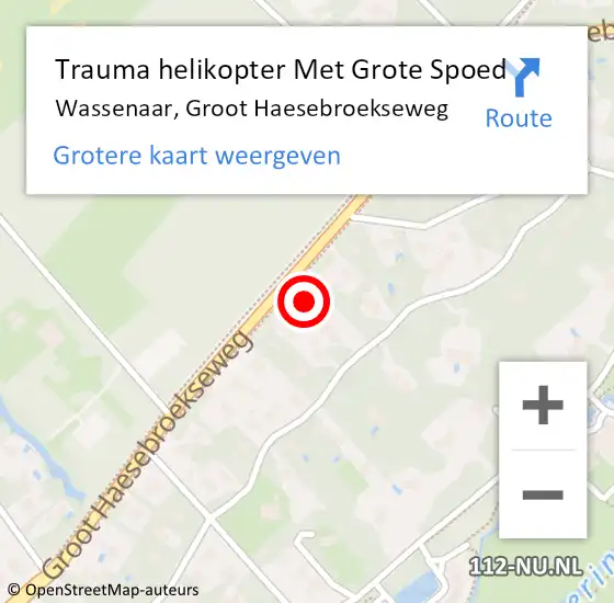 Locatie op kaart van de 112 melding: Trauma helikopter Met Grote Spoed Naar Wassenaar, Groot Haesebroekseweg op 26 augustus 2022 04:57