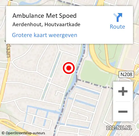 Locatie op kaart van de 112 melding: Ambulance Met Spoed Naar Aerdenhout, Houtvaartkade op 26 augustus 2022 04:59