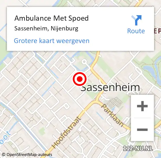 Locatie op kaart van de 112 melding: Ambulance Met Spoed Naar Sassenheim, Nijenburg op 26 augustus 2022 05:59