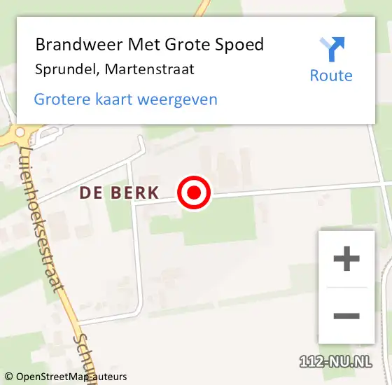 Locatie op kaart van de 112 melding: Brandweer Met Grote Spoed Naar Sprundel, Martenstraat op 26 augustus 2022 06:05