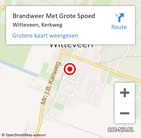 Locatie op kaart van de 112 melding: Brandweer Met Grote Spoed Naar Witteveen, Kerkweg op 26 augustus 2022 06:20