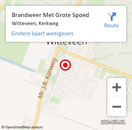 Locatie op kaart van de 112 melding: Brandweer Met Grote Spoed Naar Witteveen, Kerkweg op 26 augustus 2022 06:30