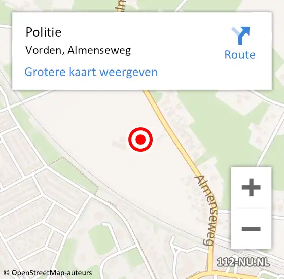 Locatie op kaart van de 112 melding: Politie Vorden, Almenseweg op 26 augustus 2022 06:51