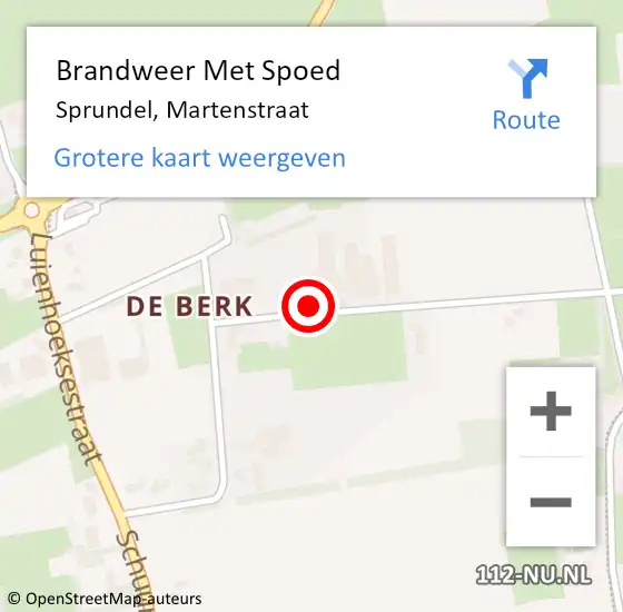 Locatie op kaart van de 112 melding: Brandweer Met Spoed Naar Sprundel, Martenstraat op 26 augustus 2022 07:27