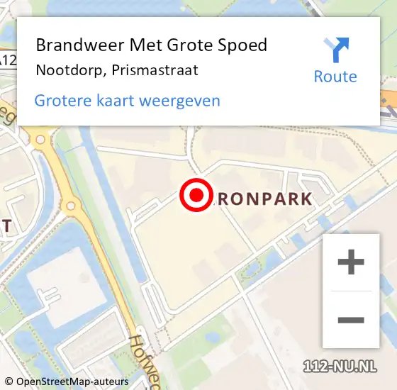 Locatie op kaart van de 112 melding: Brandweer Met Grote Spoed Naar Nootdorp, Prismastraat op 26 augustus 2022 07:29