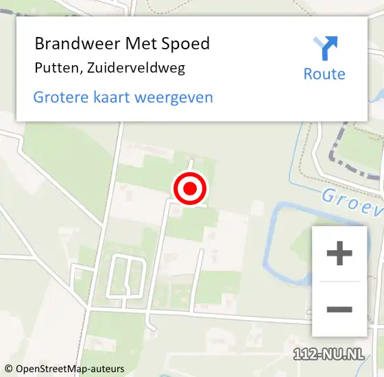 Locatie op kaart van de 112 melding: Brandweer Met Spoed Naar Putten, Zuiderveldweg op 26 augustus 2022 07:33