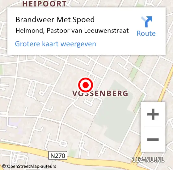 Locatie op kaart van de 112 melding: Brandweer Met Spoed Naar Helmond, Pastoor van Leeuwenstraat op 26 augustus 2022 07:56