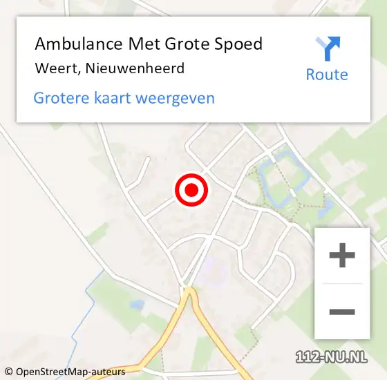 Locatie op kaart van de 112 melding: Ambulance Met Grote Spoed Naar Weert, Nieuwenheerd op 26 augustus 2022 08:16