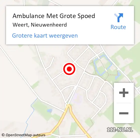 Locatie op kaart van de 112 melding: Ambulance Met Grote Spoed Naar Weert, Nieuwenheerd op 26 augustus 2022 08:19