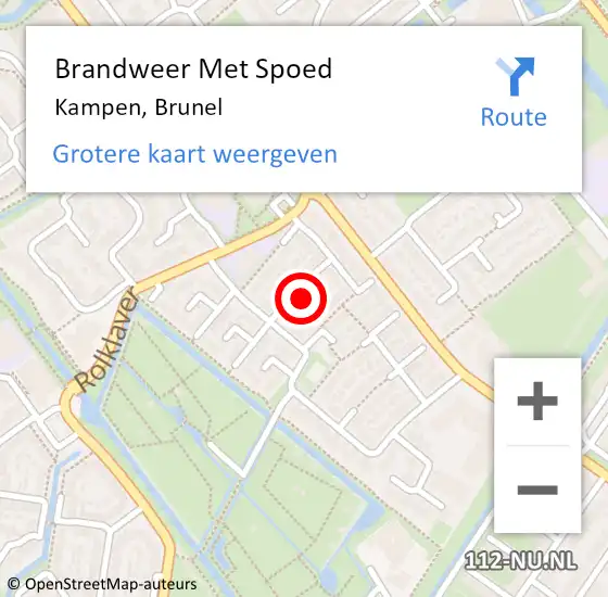 Locatie op kaart van de 112 melding: Brandweer Met Spoed Naar Kampen, Brunel op 26 augustus 2022 08:30