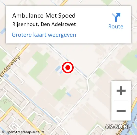 Locatie op kaart van de 112 melding: Ambulance Met Spoed Naar Rijsenhout, Den Adelszwet op 26 augustus 2022 08:36