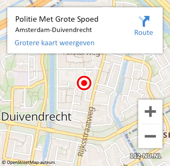 Locatie op kaart van de 112 melding: Politie Met Grote Spoed Naar Amsterdam-Duivendrecht op 26 augustus 2022 08:51