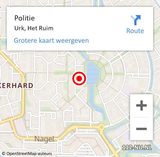 Locatie op kaart van de 112 melding: Politie Urk, Het Ruim op 26 augustus 2022 08:51