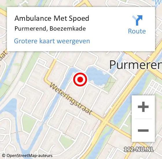 Locatie op kaart van de 112 melding: Ambulance Met Spoed Naar Purmerend, Boezemkade op 26 augustus 2022 08:57