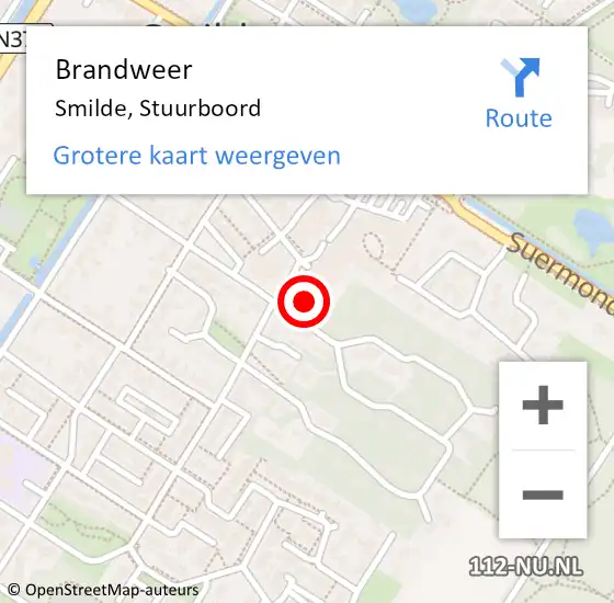 Locatie op kaart van de 112 melding: Brandweer Smilde, Stuurboord op 26 augustus 2022 09:27