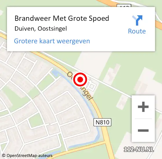 Locatie op kaart van de 112 melding: Brandweer Met Grote Spoed Naar Duiven, Oostsingel op 26 augustus 2022 09:29