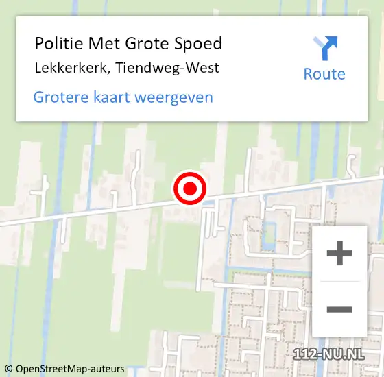 Locatie op kaart van de 112 melding: Politie Met Grote Spoed Naar Lekkerkerk, Tiendweg-West op 26 augustus 2022 09:42