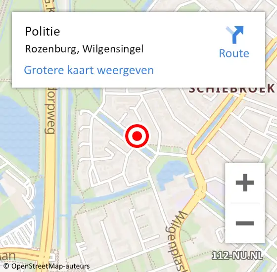 Locatie op kaart van de 112 melding: Politie Rozenburg, Wilgensingel op 26 augustus 2022 09:55