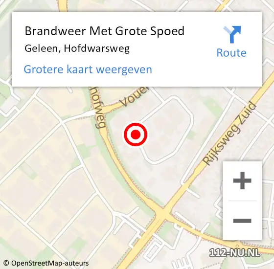 Locatie op kaart van de 112 melding: Brandweer Met Grote Spoed Naar Geleen, Hofdwarsweg op 27 juli 2014 17:47