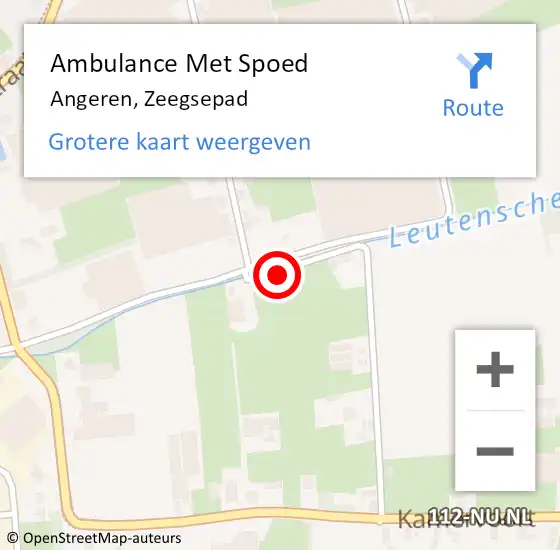 Locatie op kaart van de 112 melding: Ambulance Met Spoed Naar Angeren, Zeegsepad op 26 augustus 2022 10:30