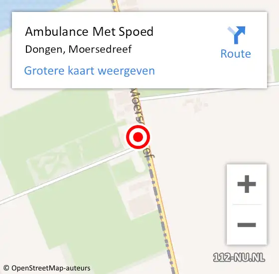 Locatie op kaart van de 112 melding: Ambulance Met Spoed Naar Dongen, Moersedreef op 27 juli 2014 17:50