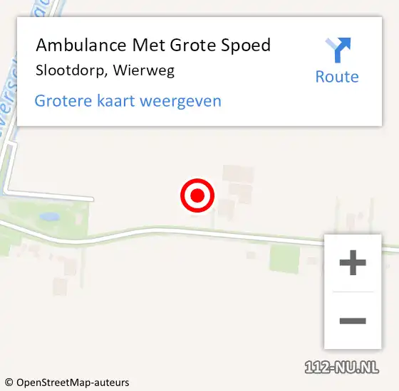 Locatie op kaart van de 112 melding: Ambulance Met Grote Spoed Naar Slootdorp, Wierweg op 26 augustus 2022 10:32