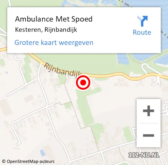 Locatie op kaart van de 112 melding: Ambulance Met Spoed Naar Kesteren, Rijnbandijk op 26 augustus 2022 11:00