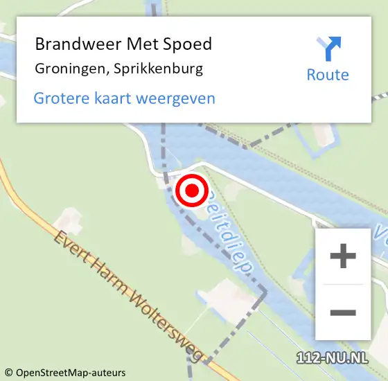 Locatie op kaart van de 112 melding: Brandweer Met Spoed Naar Groningen, Sprikkenburg op 26 augustus 2022 11:16