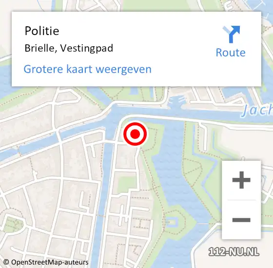 Locatie op kaart van de 112 melding: Politie Brielle, Vestingpad op 26 augustus 2022 11:42