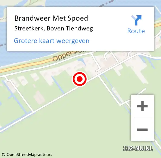 Locatie op kaart van de 112 melding: Brandweer Met Spoed Naar Streefkerk, Boven Tiendweg op 26 augustus 2022 11:53