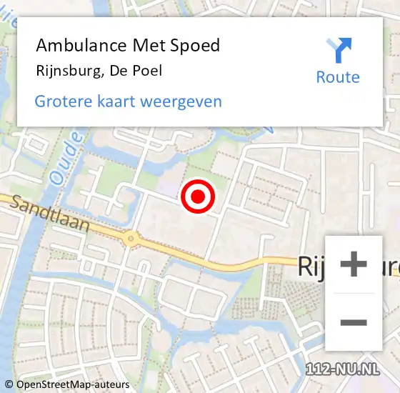 Locatie op kaart van de 112 melding: Ambulance Met Spoed Naar Rijnsburg, De Poel op 26 augustus 2022 12:04