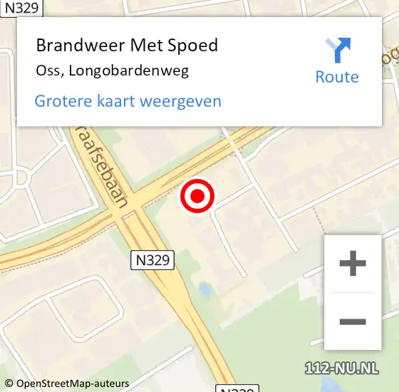 Locatie op kaart van de 112 melding: Brandweer Met Spoed Naar Oss, Longobardenweg op 26 augustus 2022 12:07