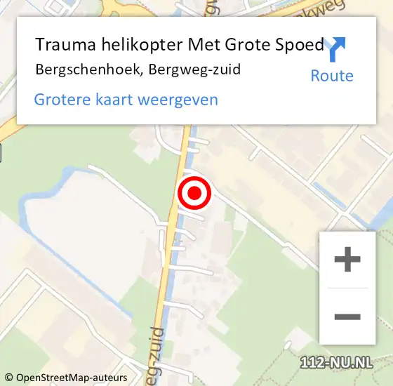 Locatie op kaart van de 112 melding: Trauma helikopter Met Grote Spoed Naar Bergschenhoek, Bergweg-zuid op 26 augustus 2022 12:07