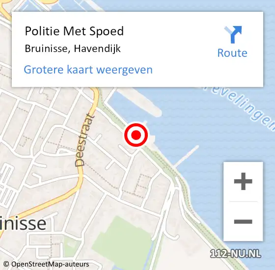 Locatie op kaart van de 112 melding: Politie Met Spoed Naar Bruinisse, Havendijk op 26 augustus 2022 12:20