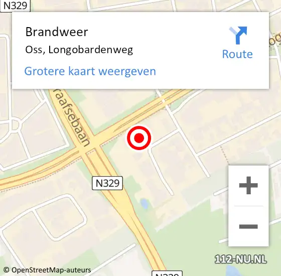 Locatie op kaart van de 112 melding: Brandweer Oss, Longobardenweg op 26 augustus 2022 12:24