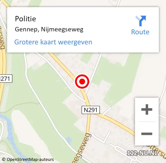 Locatie op kaart van de 112 melding: Politie Gennep, Nijmeegseweg op 26 augustus 2022 12:54